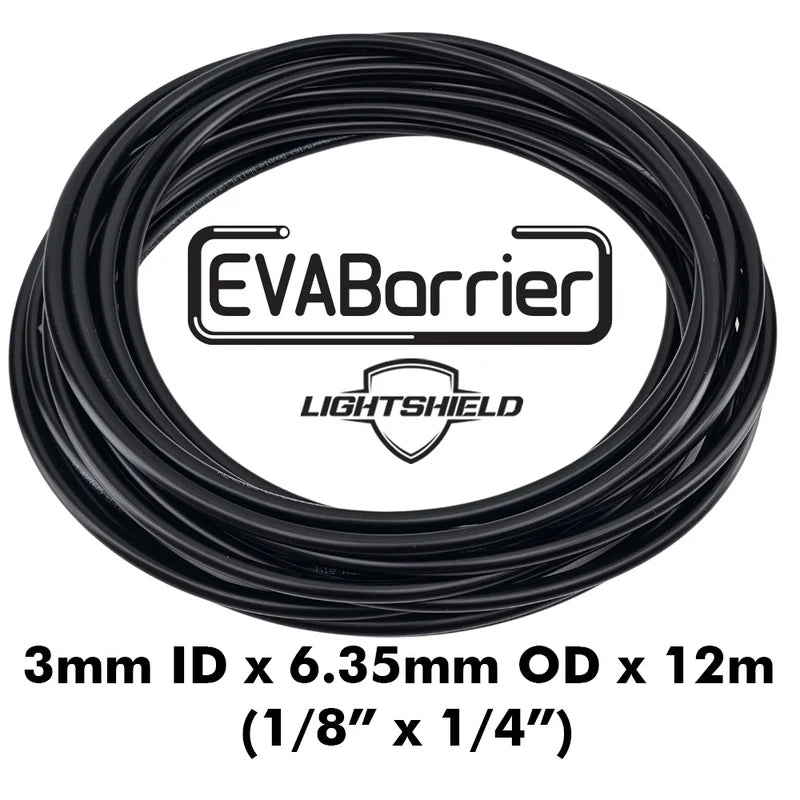 Black Lightshield EVABarrier 3mm ID x 6.35mm OD x 12m Roll - Double Wall EVA