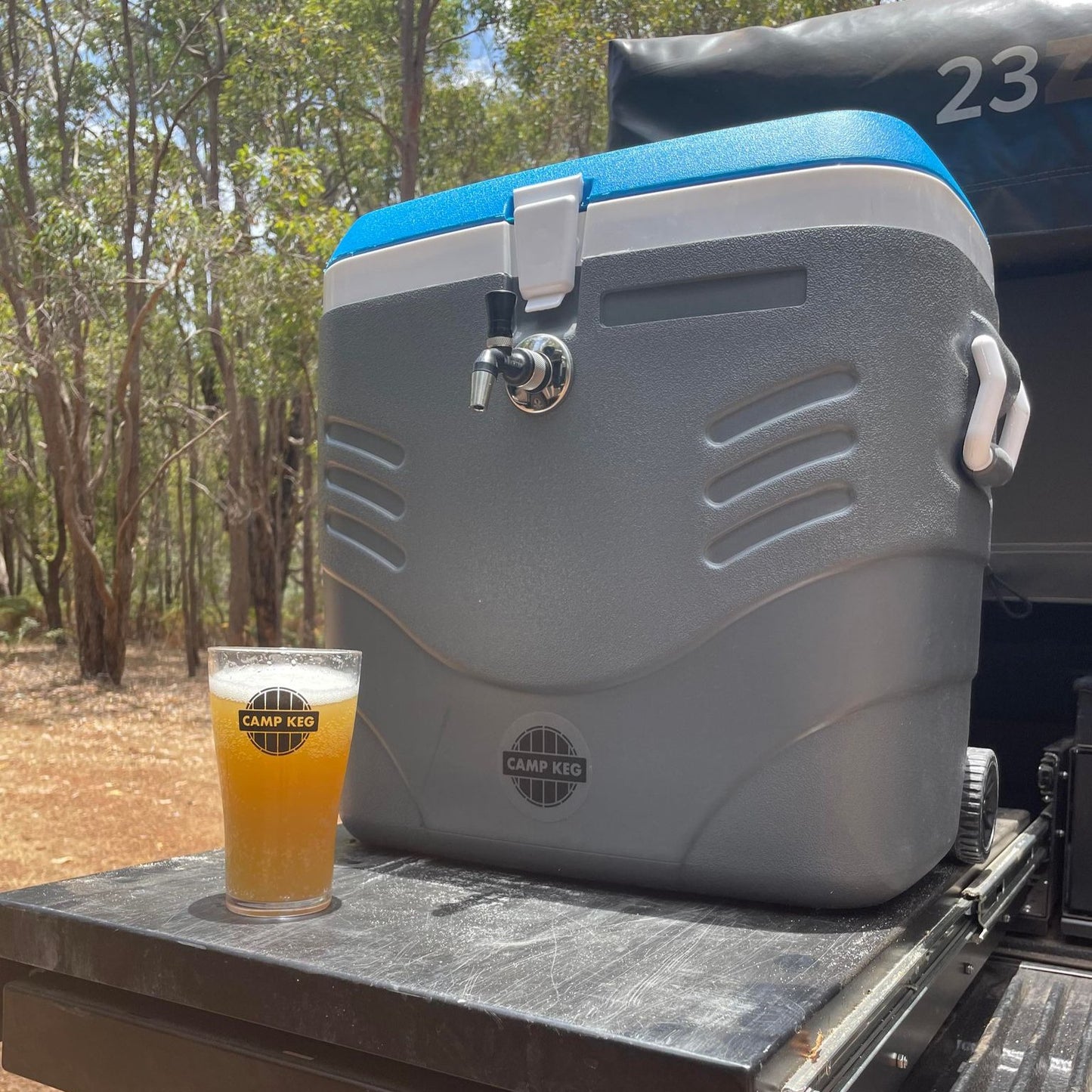 Camp Keg Ice Box Mini Tap Kegerator with Gas