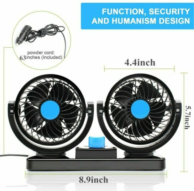 Car-Camp Cooling Fan Dual Head 12v