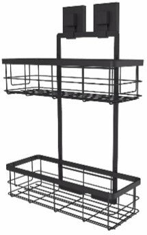 EvoVac Suction Matte Black Double Shower Caddy