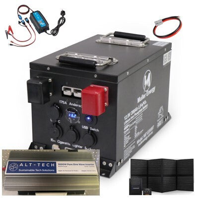 Muller Energy 200Ah Lithium LiFePO4 PDU Off Grid with 3000W Inverter Bundle